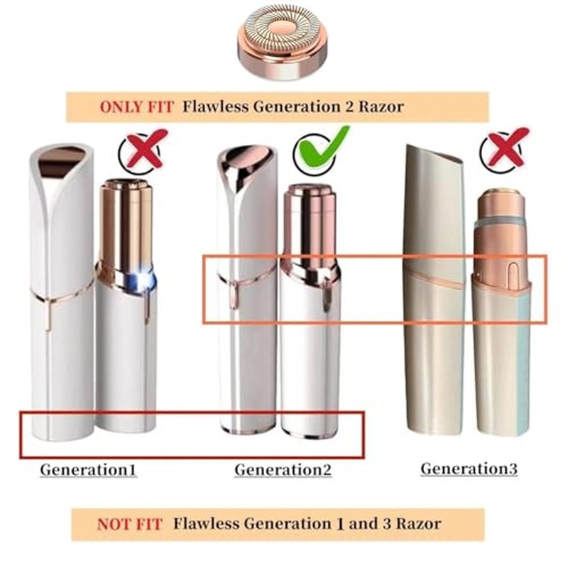 Generation 2 Replacement Heads for Flawless Facial Hair Remover Compatible with Flawless Replacement Heads,Fit for Flawless Replacement Heads Gen 2 for Flawless Facial Hair Removal for Women,6 Count.