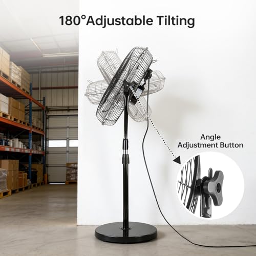 18-Inch Heavy Duty Metal Pedestal Fan with Adjustable Height & Quiet Operation