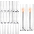 36 Pack 12-Inch Tall Glass Hurricane Candle Holders with Taper Candles for Decor