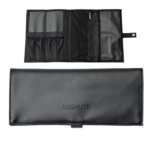 Travel-Ready Makeup Brush Organizer Bag Black - Multi - Zone 9.25 in ¡¿ 16.2 in PU Leather Cosmetic Case, Makeup Brush Holder, Makeup Brush Case