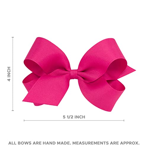Wee Ones Girls' 3-Piece Solid Grosgrain Hair Clips Set - Large, Light Pink, Orchid, Blue