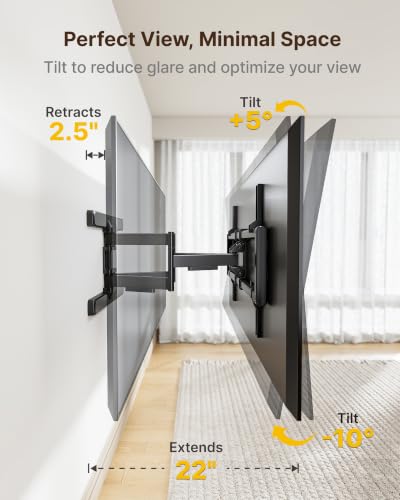 monTEK Full Motion TV Wall Mount 43-95 Inch Supports OLED, QLED, LED TVs