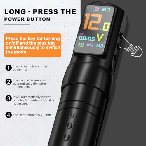 Wireless Tattoo Pen Kit 2000mAh - Professional Portable Tattoo Machine with Color Screen