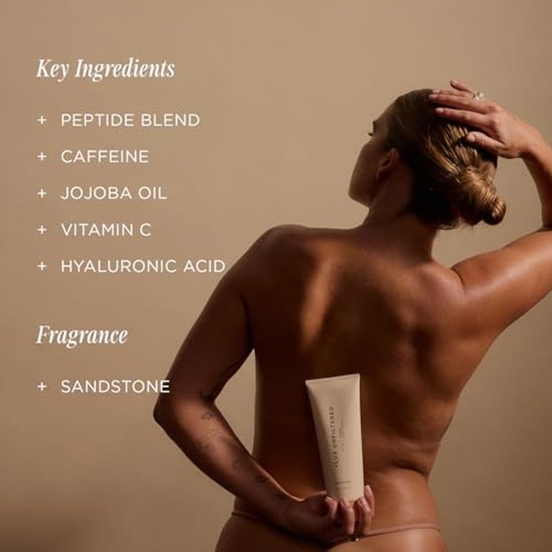 + Lux Unfiltered N¡Æ14 Sculpting, Firming, & Conditioning Body Cream for Women - Firming Body Lotion with Peptide Blend & Caffeine - Tones, Sculpts, & Hydrates - Vegan & Cruelty Free - Sandstone