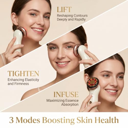 3-in-1 Facial Skin Tightening Device with LED Light Therapy and Microcurrent