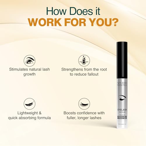 Nourish Mantra Eyelash Growth Serum | Eyelash Enhancing Serum for Longer, Thicker, and Fuller Lashes | Infused with Tetrapeptide, Pentapeptide, Gotu Kola, and Aloe Vera | Suits All Skin Types | 3 ml