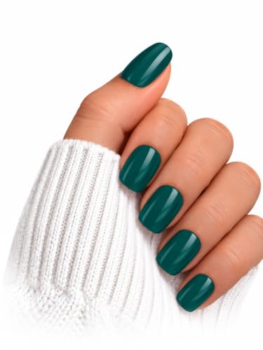 Wicked Green Reusable Press-On Nails Kit - Squoval, 30 Nails with Adhesive Tabs