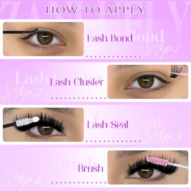 Lash Clusters Kit with Spikes Volume Cluster Eyelash Extension Kit Spiky Eyelash Clusters Wispy Lash Extension Kit 200D Individual Lashes with Lash Glue and Tweezers DIY at Home by zanlufly