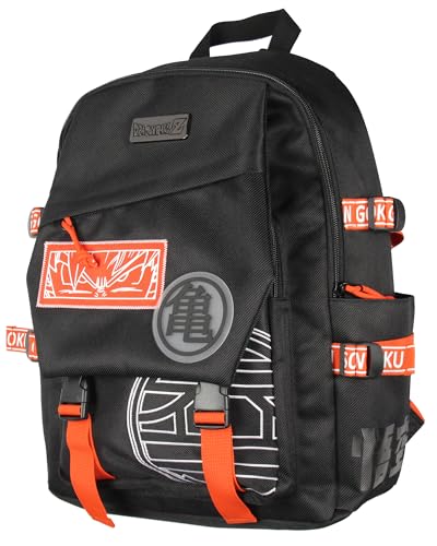 Dragon Ball Z Travel Backpack with Kanji Symbols - Padded Tech Pocket, Durable Polyester