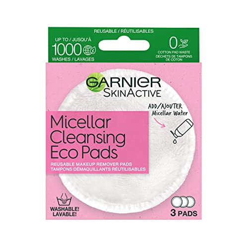 Garnier Micellar Cleansing Eco Pads, Reusable, 3 Ultra-soft Microfiber Pads, 1 Count (Packaging May Vary)