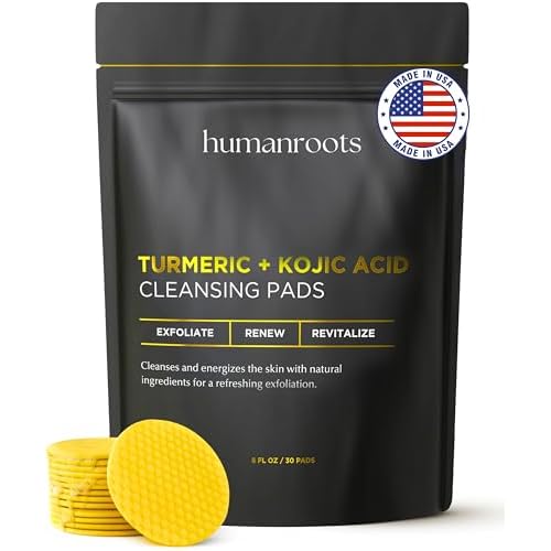 Turmeric Kojic Acid Cleansing Pads - Turmeric Face Scrub Pads with Vitamin C (30 pads), Kojic Acid and Turmeric Cleansing Pads for Exfoliation - Made With Vitamin B5