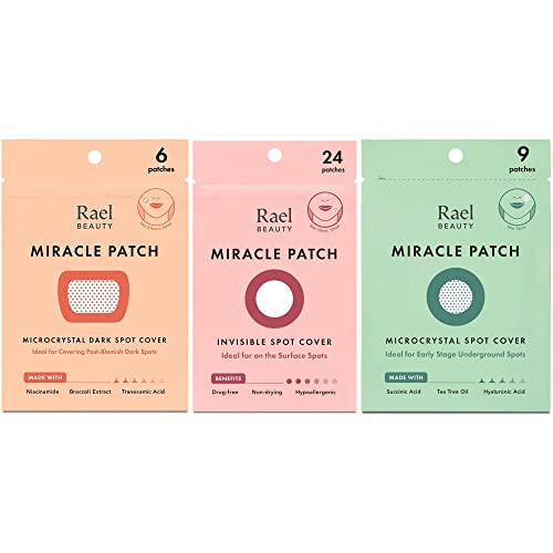 Rael Miracle Bundle - Microcrystal Dark Spot Cover (6 Count), Invisible Spot Cover (24 Count), Microcrystal Spot Cover (9 Count)