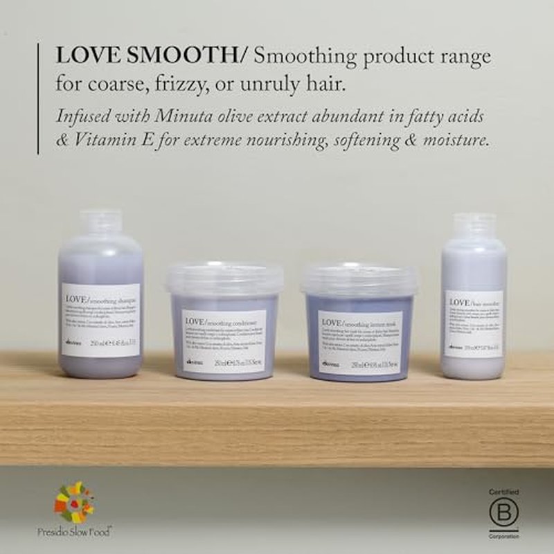 Davines LOVE Smoothing Perfector Serum, Thermal Leave-On Anti-Frizz Formula for Wavy, Unruly, Coarse Hair - Moisturizes & Protects from Heat Without Weighing Down with Olive Extract, 5.07 Fl Oz