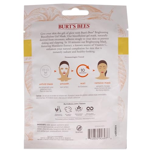 Burt's Bees Brightening Biocellulose Gel Face Mask, Mandarin