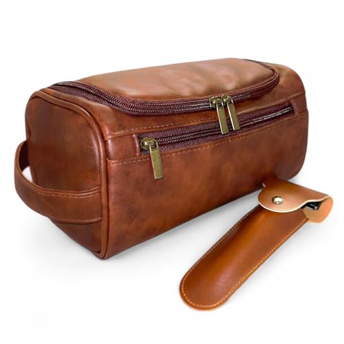 Mens Travel Bag Toiletry with Razor Travel Case-Durable Zippers & Waterproof Lining, Spacious Yet Compact, Hanging Kit for Business Travel, Groomsmen & Dad Gifts-boys toiletry bag