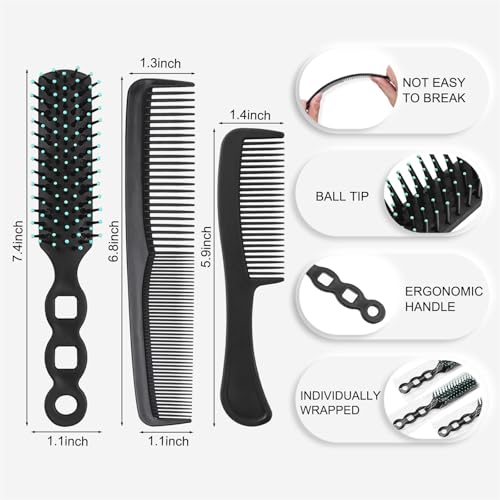 120 Pcs Hair Brush and Comb Set Bulk Pack - Black