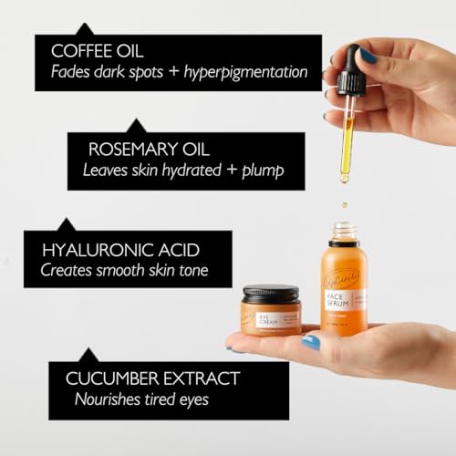 UpCircle Caffeinated Duo ? Our Face Oil and Eye Cream Duo ? Vitamin C, Hyaluronic Acid + Coffee Oil ? Evens Skin Tone, Reduces Puffiness + Dark Circles ? Vegan
