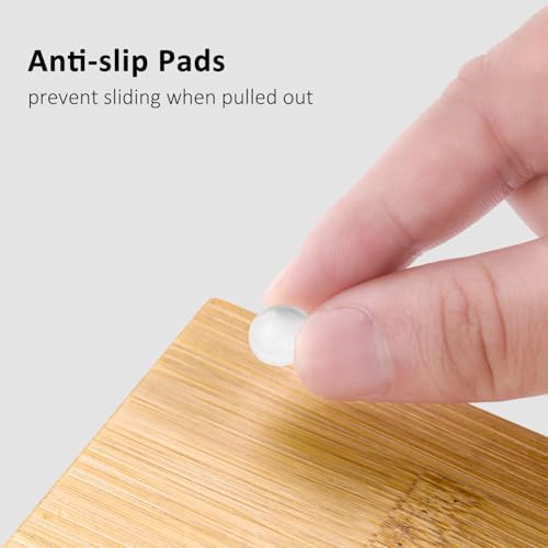 Bamboo Facial Tissue Holder with Drawer and Top Shelf for Bathroom Counter