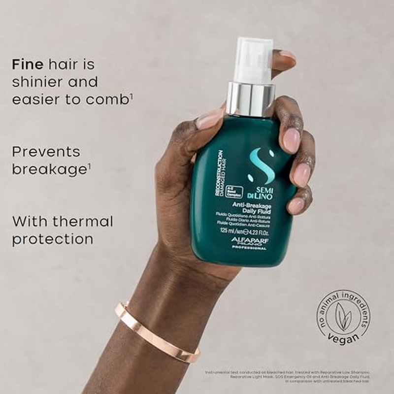 ALFAPARF MILANO Semi di Lino Reconstruction Reparative Anti Breakage Daily Fluid for Damaged Hair - Bond Building Hair Treatment - Heat Protection Spray - Adds Shine - Strengthening - (4.23 oz)