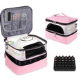 Pink Double Layer Nail Polish & Lamp Organizer with Adjustable Dividers - Beloving