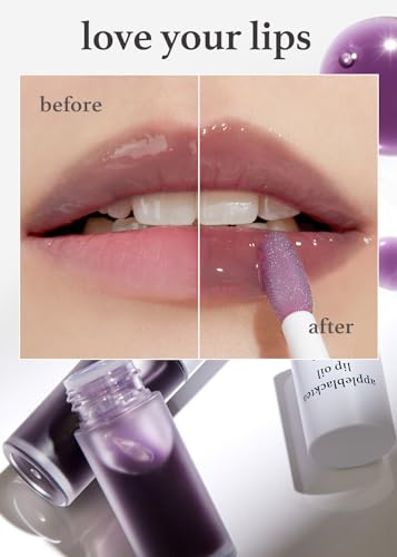Korean Vegan Lip Oil Set - Appleblacktea & Appleginseng, Hydrating & Plumping, 0.12 Fl Oz Each