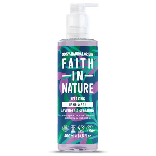 FAITH IN NATURE Natural Lavender and Geranium Liquid Hand Wash, Relaxing, Vegan and Cruelty Free, No SLS or Parabens, 400 ml