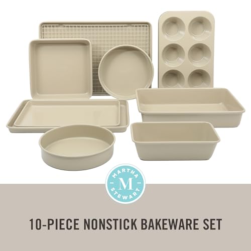 Martha Stewart Gallen 10-Piece Ceramic Nonstick Bakeware Set - Taupe