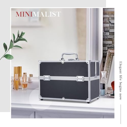 Hododou Extra Large Makeup Train Case with 6 Trays - Black