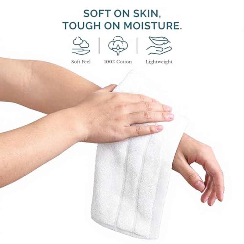 Casa Platino White Washcloths 12 Pack - 13x13 inches - 100% Cotton - Premium Quality Wash Cloths for Bathroom - Well Stitched, Soft & Highly Absorbent Washcloths Set - Ideal for Hotel, Spa & Salons