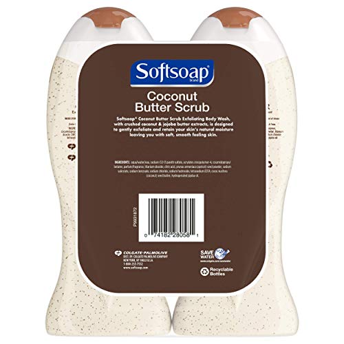 Softsoap Coconut Body Scrub & Body Wash Pack of 2 - 15 Fl Oz Each