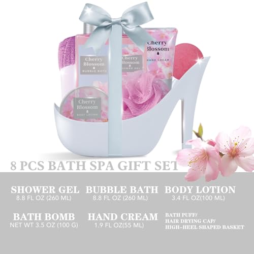 Spa Luxetique Cherry Blossom High Heel Gift Set for Women – Elegant Spa & Bath Gifts