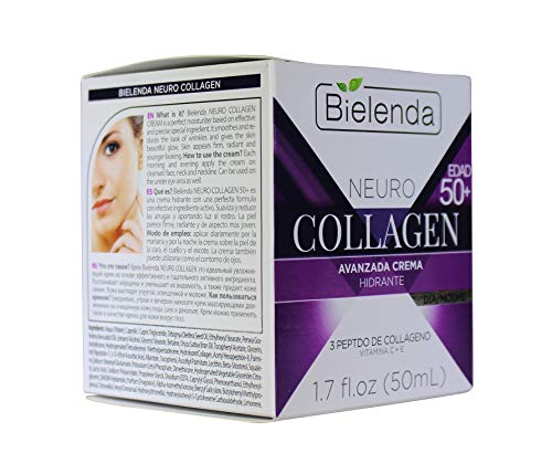 Bielenda Neuro Collagen 3 Peptides Vitamin C & E Moisturizer 50+ - Day & Night Skincare, 1.7 fl oz