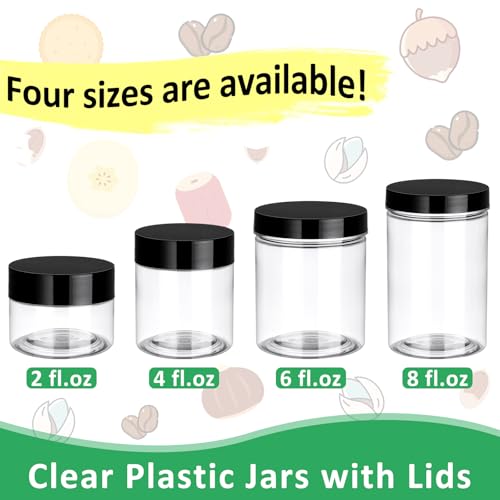 Eupako 48 Pack 2 oz Plastic Jars with Lids - Small Food & Cosmetic Storage