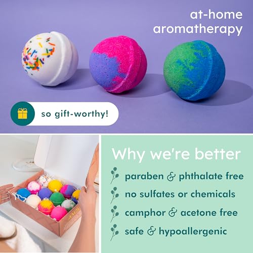 Anovina Natural Bath Bomb Gift Set for Adults & Kids – Non-Toxic Organic Spa Fizzies