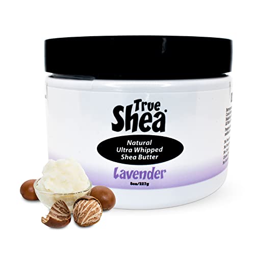 True Shea - 1 Vanilla (8 oz) + 1 Lavender (8 oz) Whipped Shea Butter Moisturizing Beauty Bundle, Nourishing Shea Butter with Sunflower Oil & Coconut Oil for Skin & Hair