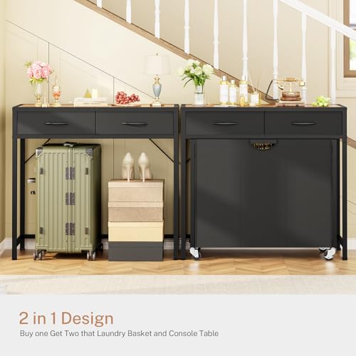 FGNTWP 120L Rolling Laundry Sorter with 3 Sections & Dual Drawers