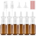 YAKESD Nasal Spray Bottle, 6 Pcs 30ML/1oz Glass Amber Refillable Fine Mist Sprayers Atomizers, Small Empty Nasal Sprayer with Oils Spray Tops, Oral/Swivel Sprayers, Funnels and Labels