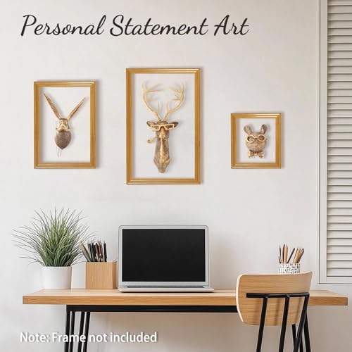 UITWMKTG 5 Pack Gold Animal Wall Decor Set - Deer, Rabbit, Mouse, Bear, Fox Wall Sculptures