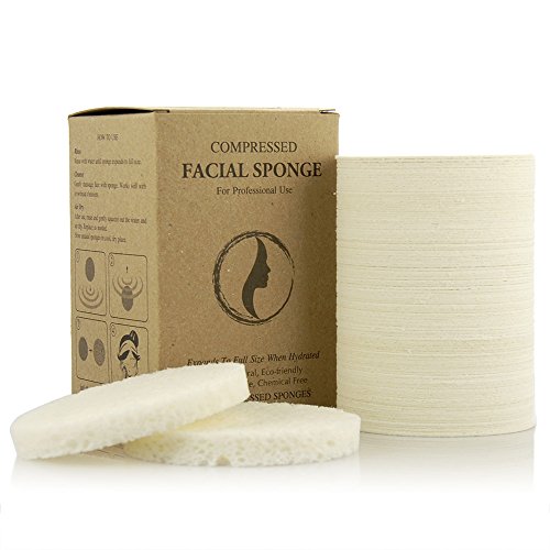 Appearus Natural Cellulose Facial Sponges ? 100 Pack (Compressed) ? Professional Spa Facial Sponge Pads for Cleansing, Exfoliating, Makeup Removal ? White ? Gentle on Sensitive Skin