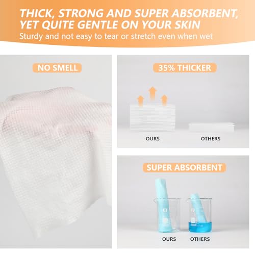 Disposable Face Towels with Bamboo Storage Box - XL Makeup Remover Washcloths 50 Pack