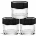 (200 Pack) 5ml Thick Glass Jars with Black Lids - Airtight Containers for Oil, Lip Balm, Wax, Cosmetics - Mini Refillable Jars Great for Travel, Samples, & More
