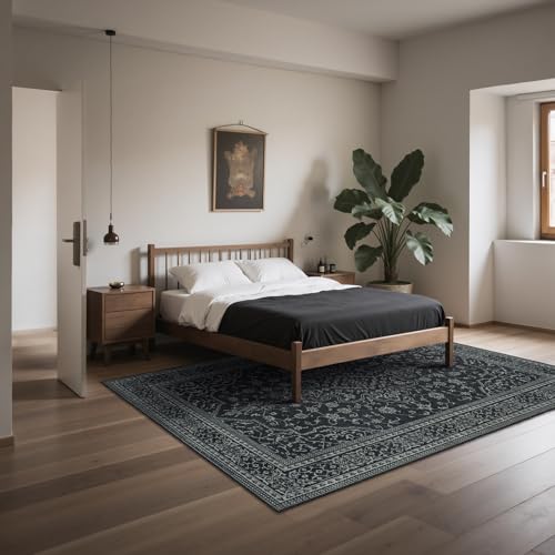 8x10 Rectangular Washable Area Rug - Black & White Living Room Bedroom Dining