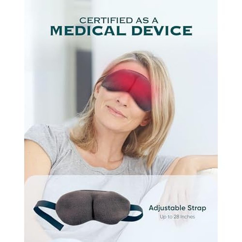 Microwavable Heated Eye Mask for Dry Eyes - Warm Eye Compress with Soft Fleece, Cleaned Wheat & Elasticated Strap - Relaxing Hot Eye Compress for Headaches, Sinus, Sore Cheeks, Tension