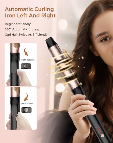 Black Ukliss 1.25 Inch Automatic Rotating Curling Iron with Dual Voltage