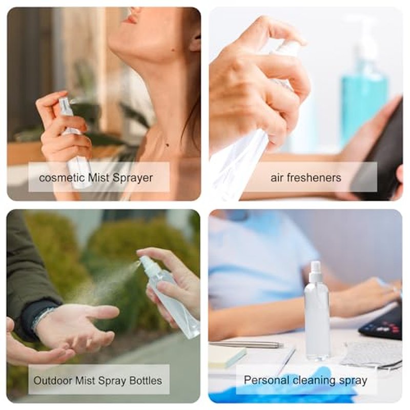 48 Pcs 8 oz Plastic Spray Bottles Refillable Mist Sprayer with Spray Cap Classic Fine Mist Spray Bottles Clear Empty Plastic Travel Bottles for Oils Travel Perfumes Essential (Black,White)