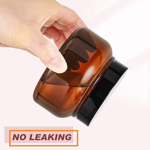 Tessco 48 Pcs Plastic Jars with Lids and Labels Body Scrub Jars Round Refillable Cosmetic Containers Empty Butter Travel Containers for Sugar Scrub Lotions Cosmetics Cream(8 oz,Brown)