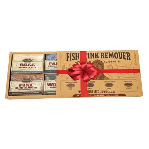 Fishermen¡¯s 4 Pack Soap Gift Set ? Great Smelling Heavy Grit Hand and Body Soap for Fishermen ? Includes Topwater Fishing Lure & Sleeve ? Birthday Gift for Fishermen - Fishing Gift Dad, Husband