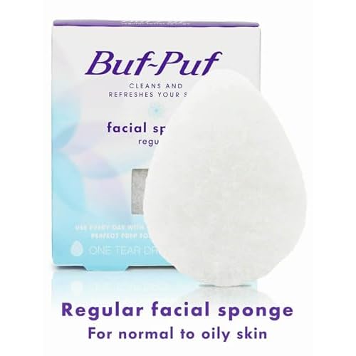 Buf-Puf Facial Sponge, Dermatologist Developed, Removes Deep Down Dirt & Makeup That Causes Breakouts and Blackheads, Reusable, Exfoliating, White, 10 Count
