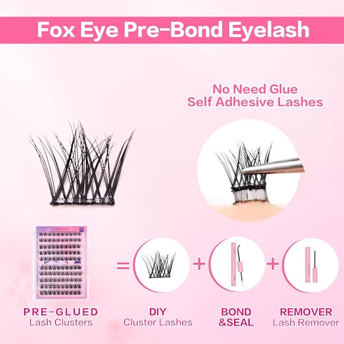 Reusable Adhesive Eyelashes Natural Look Self Adhesive False Eyelashes Lash Clusters No Glue Needed Fake Press on Clusters Eyelash Extension Waterproof Glue-free Realistic Eyelashes Pre Bond Lashes