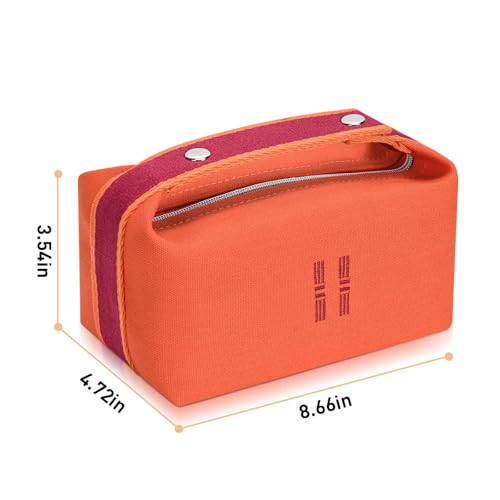 Orange Red Canvas Makeup Bag for Women, Travel & Hanging Cosmetic Organizer - Variation: Red
